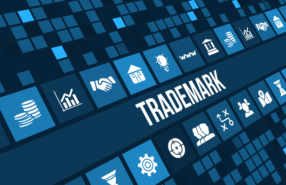Trademark  concept image with business icons and copyspace.